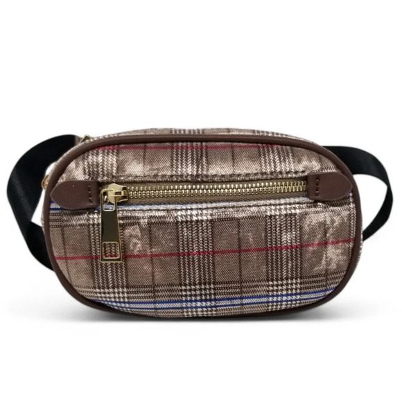 Brown Plaid Waist Bag, belt bag, fannypack, chest bag - Picture 3 of 9